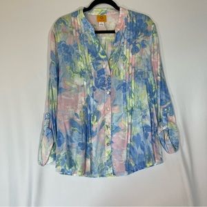 Floral Blue and Pink Women's Top